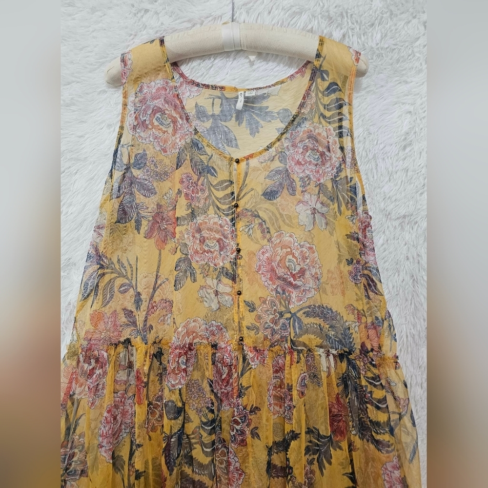 Cato Mustard Floral Sleeveless Tunic 26/28 Like New - Picture 4 of 11